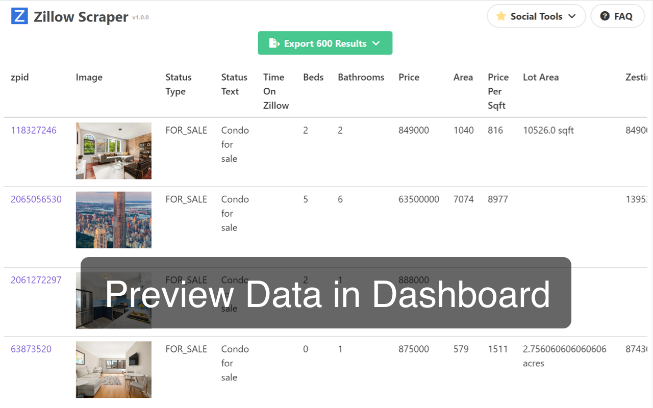 Zillow Scrapper - Zillow -Daten exportieren - Exportieren von Eigenschaften von Zillow -Suchergebnisseiten von Zillow Medien 3