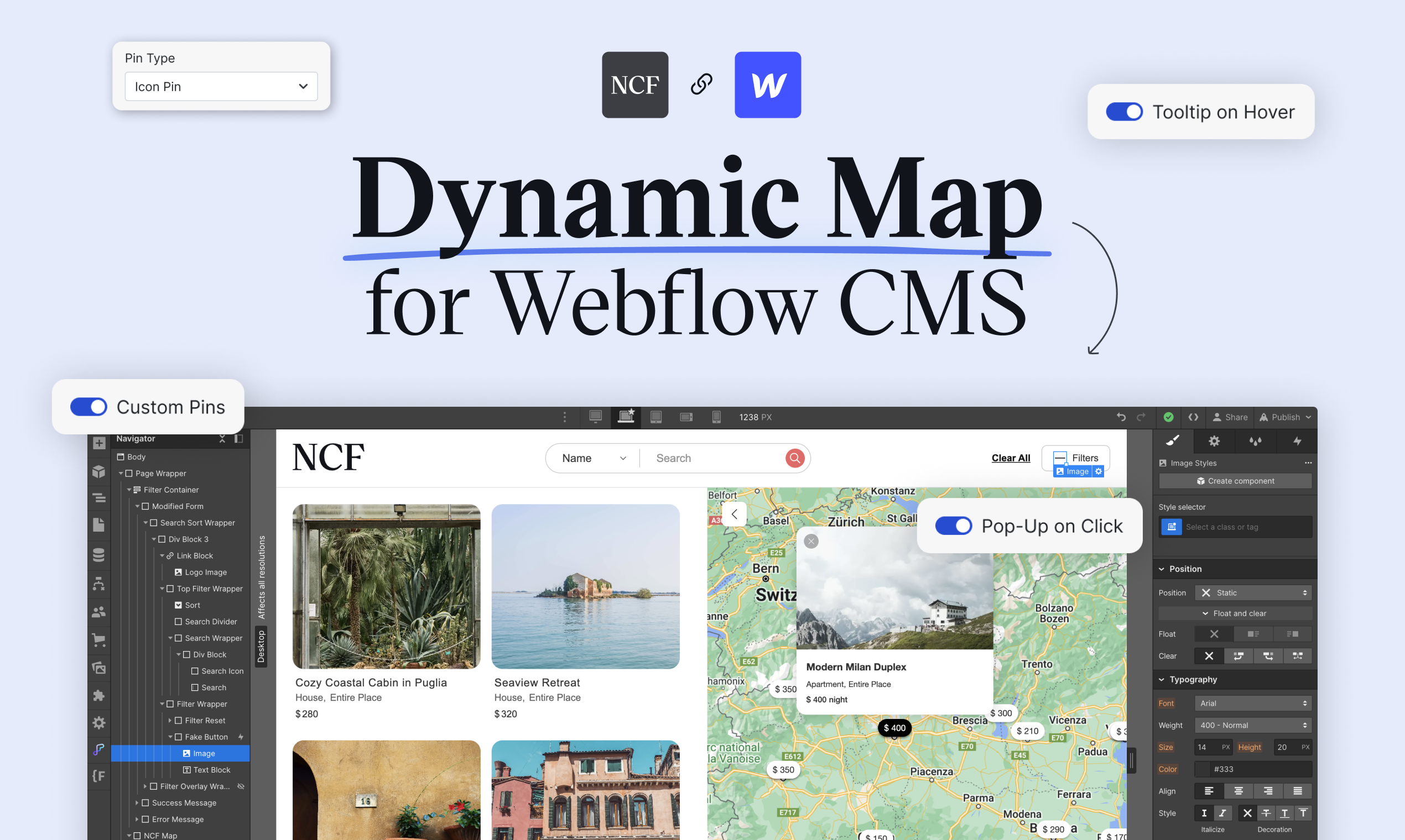 Dynamic Map for Webflow – by NCF [BETA] gallery image