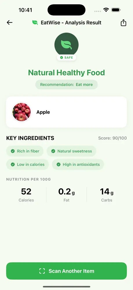 EatWise AI Food Scanner - Screenshot 3 showing product features and functionality