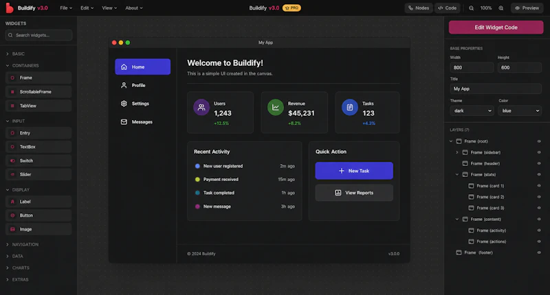 Buildfy 3.0 — Visual Desktop App Builder screenshot 1