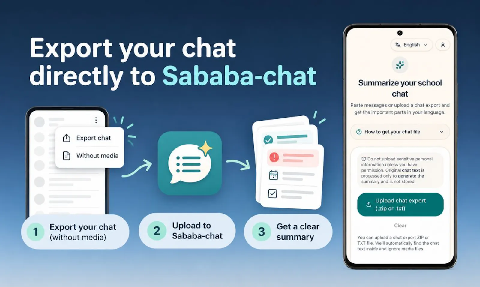 Sababa-chat: AI school chat summaries screenshot 2
