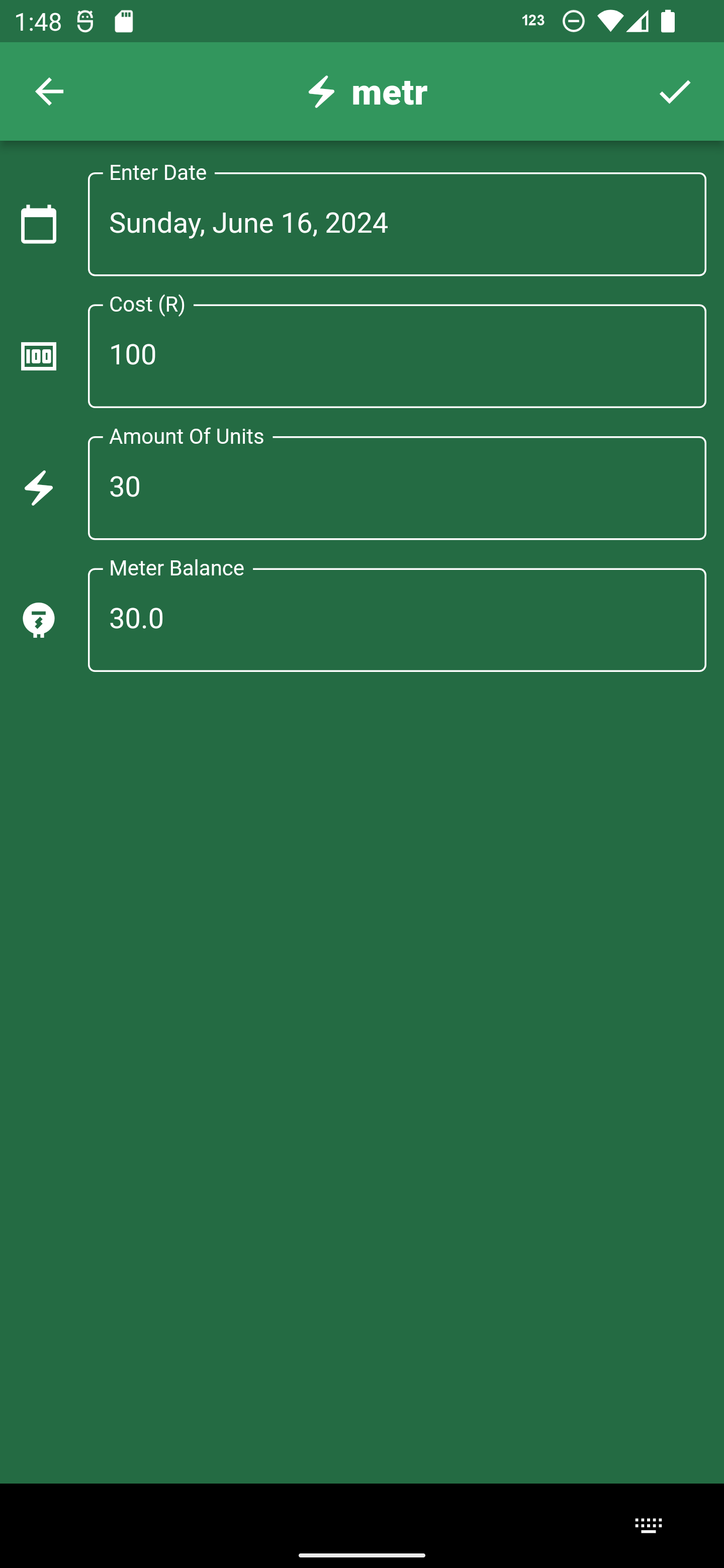 Metr: tracker prepagato di elettricità media 3