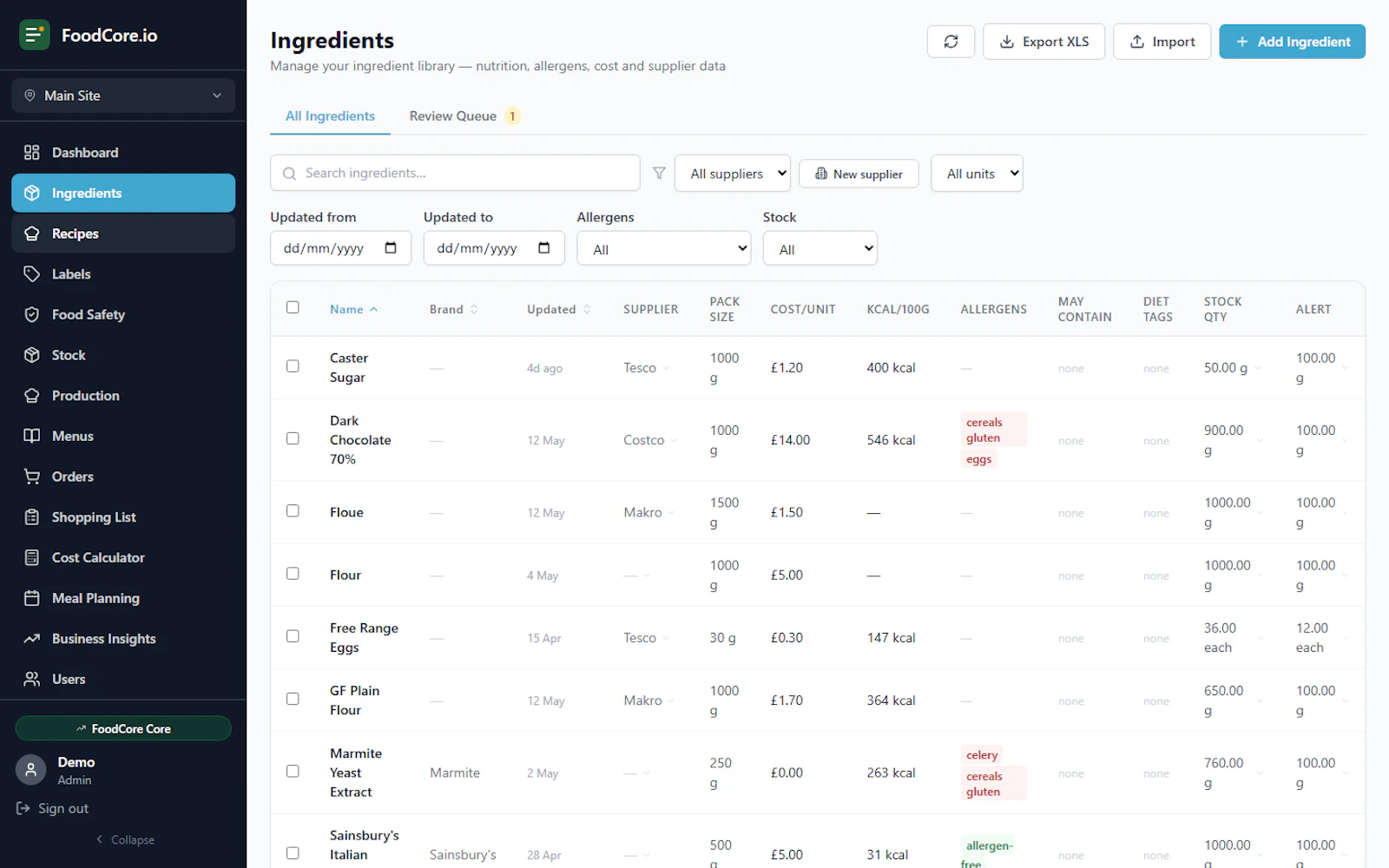 FoodCore Kitchen Management Software screenshot 6