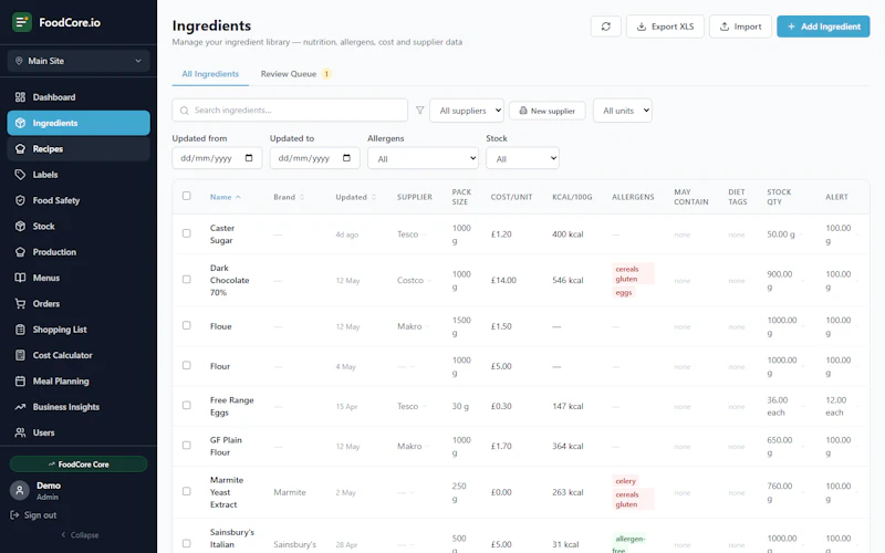 FoodCore Kitchen Management Software screenshot 6