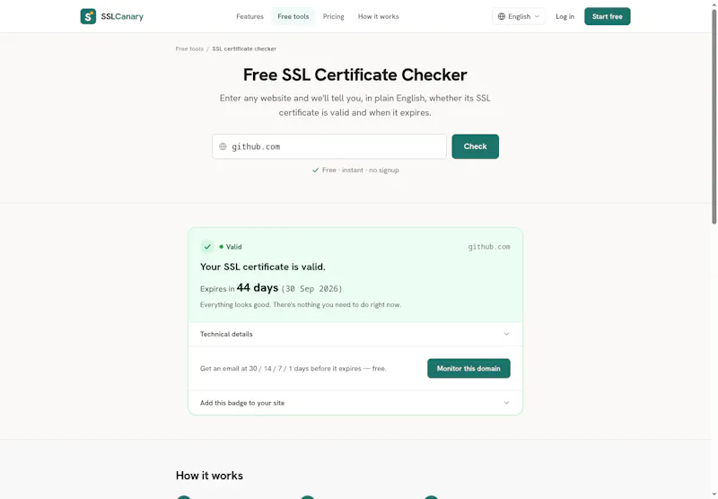 SSLCanary screenshot 2
