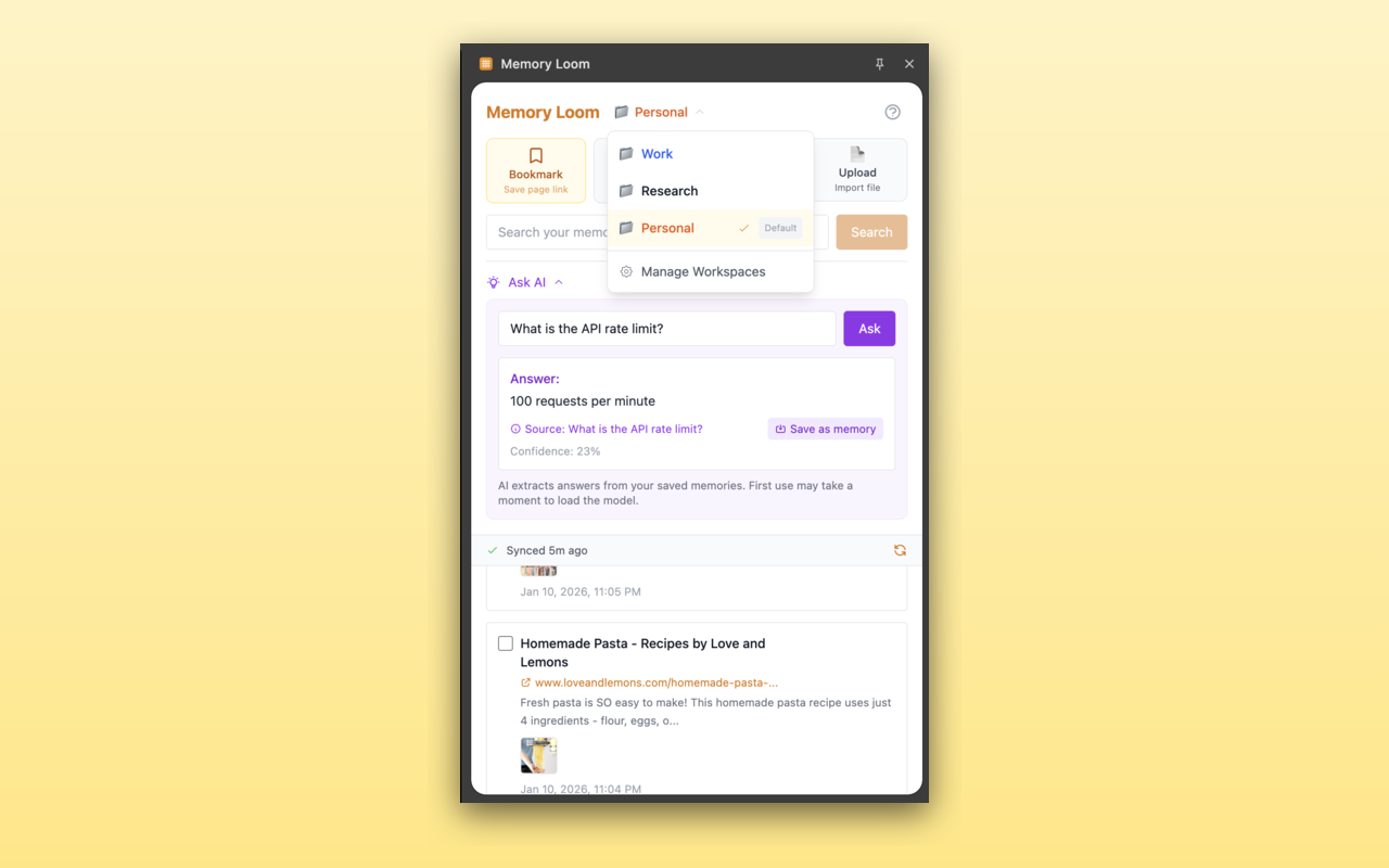 Memory Loom - Screenshot 4 showing product features and functionality
