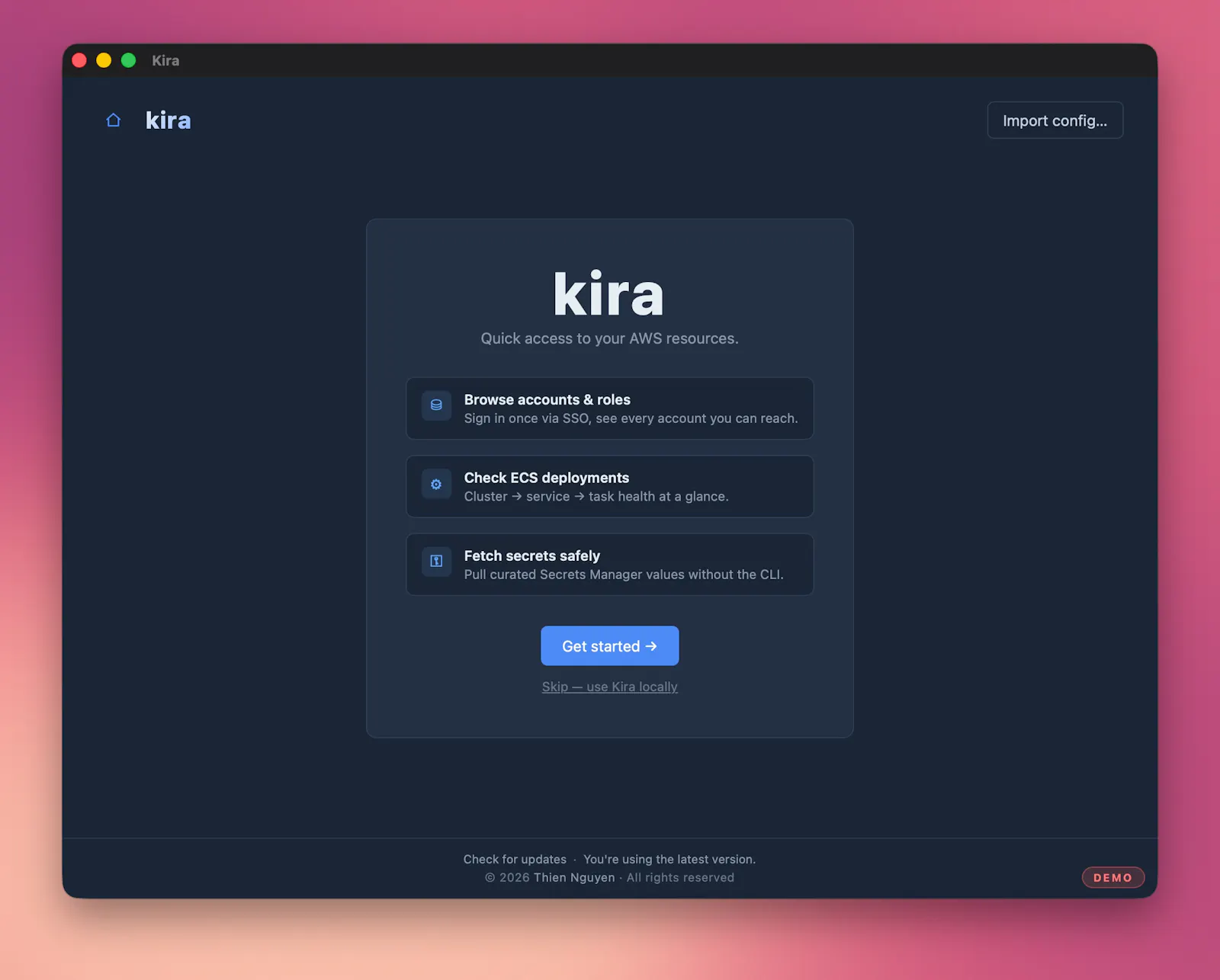 Kira — AWS, without the friction screenshot 2