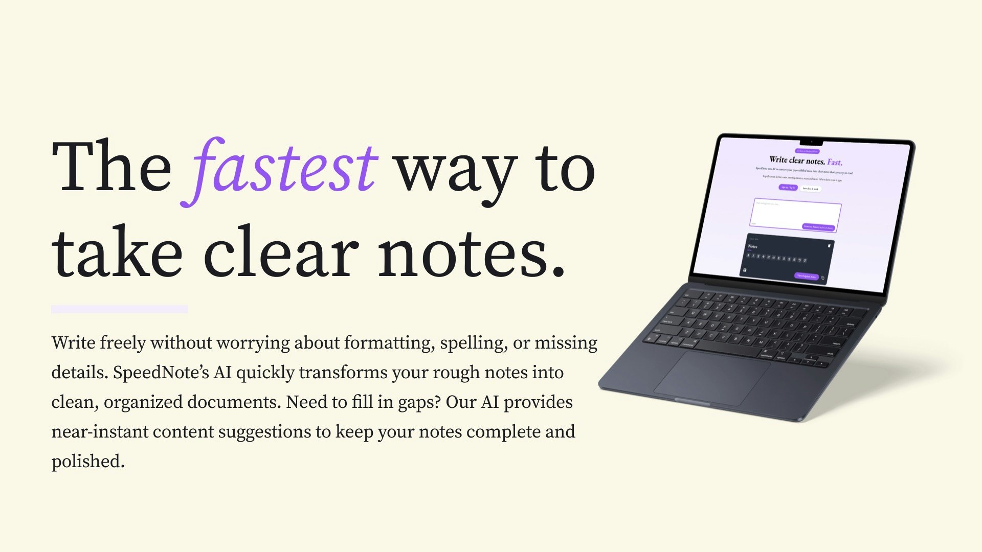 startuptile SpeedNote AI-Convert your typo-riddled mess into clear notes