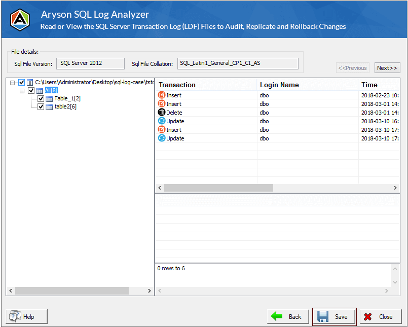 Herramienta de analizador de registros de SQL media 3