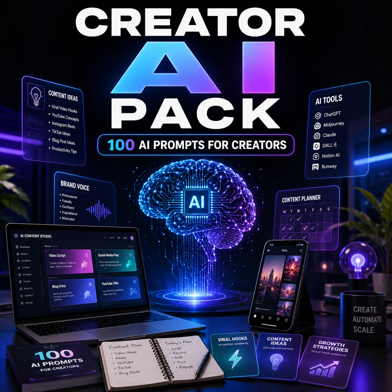 Creator AI Pack 100 Prompts(English)