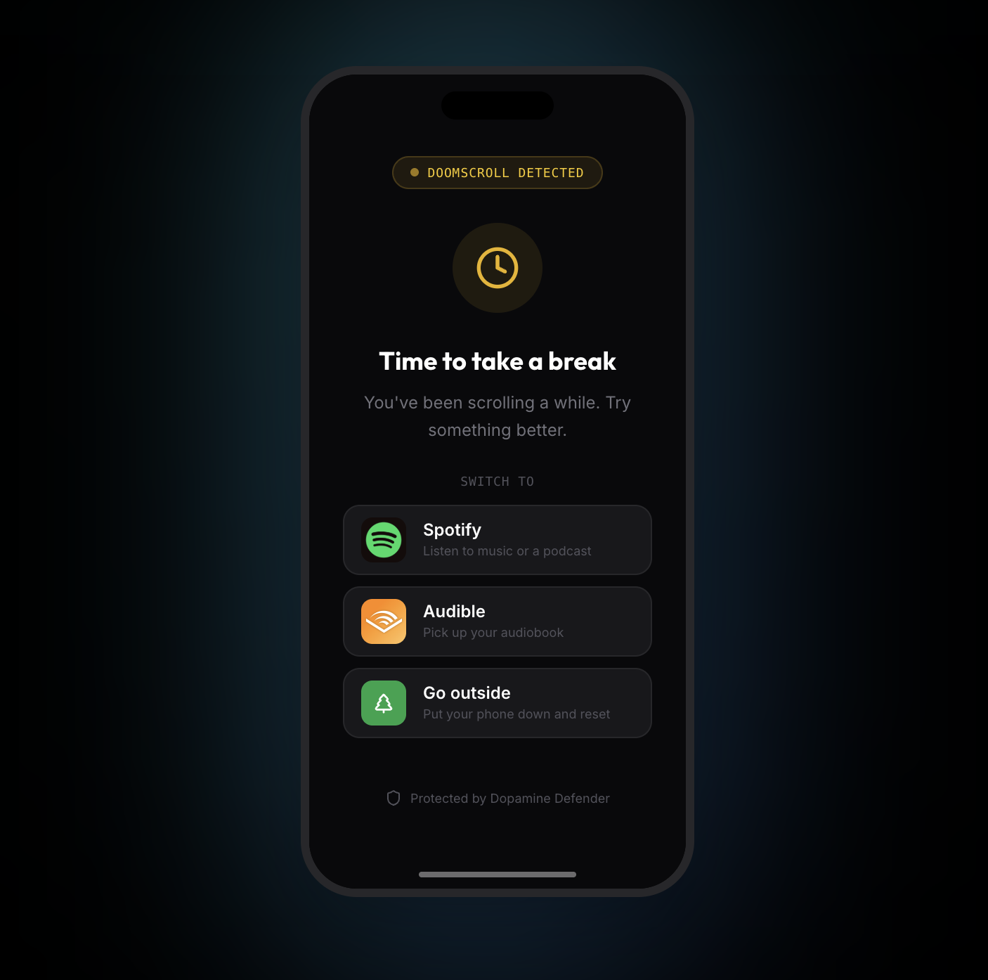 Dopamine Defender - Main product screenshot demonstrating key features and user interface