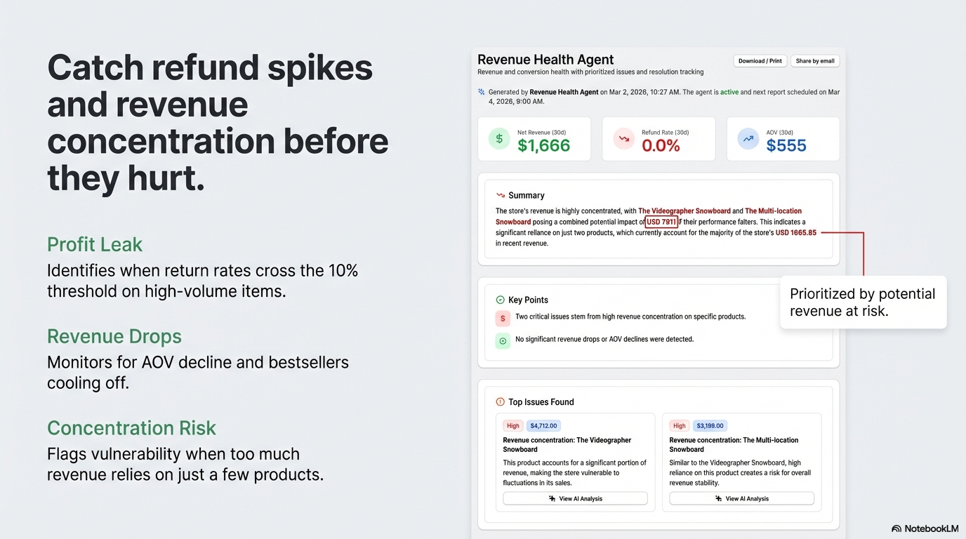 Metrixon AI: Shopify Automated BI Agent - Screenshot 5 showing product features and functionality
