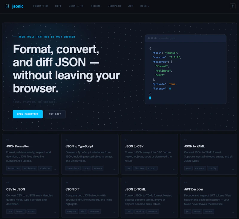 Jsonic — Fast Private JSON Tools screenshot 2