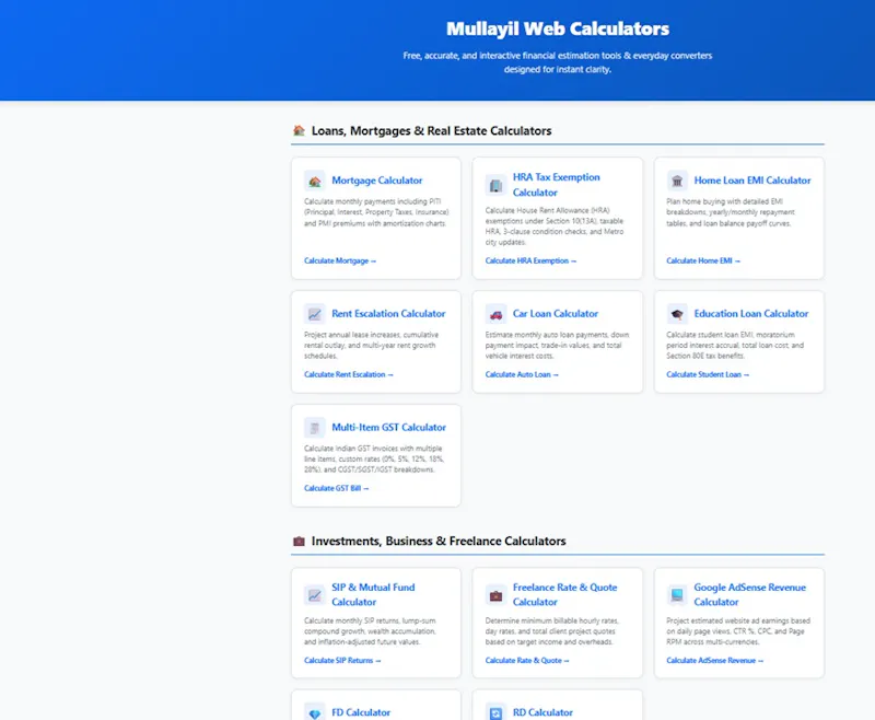 Financial & Everyday Web Calculators Hub screenshot 3