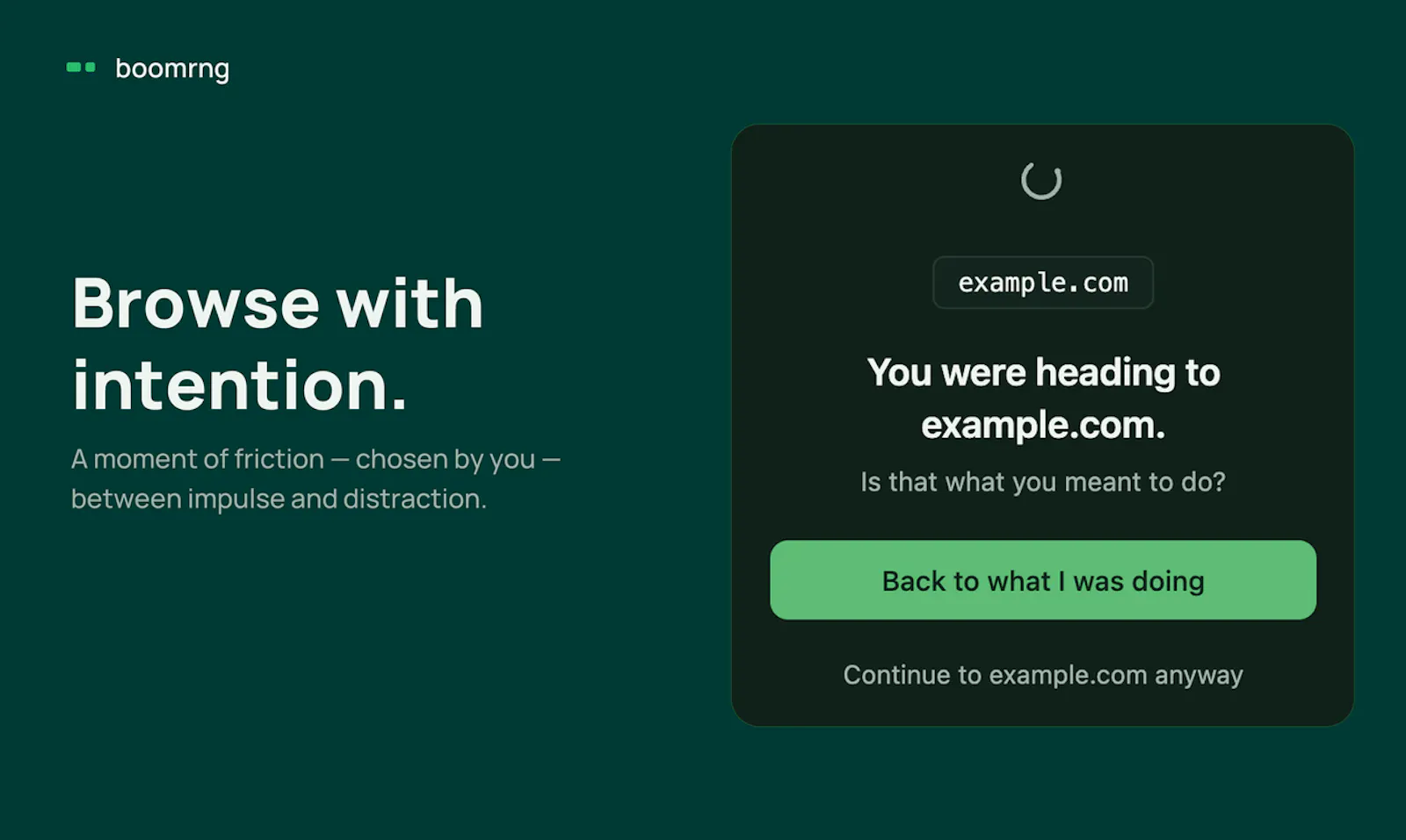 boomrng — intentional browsing screenshot 1