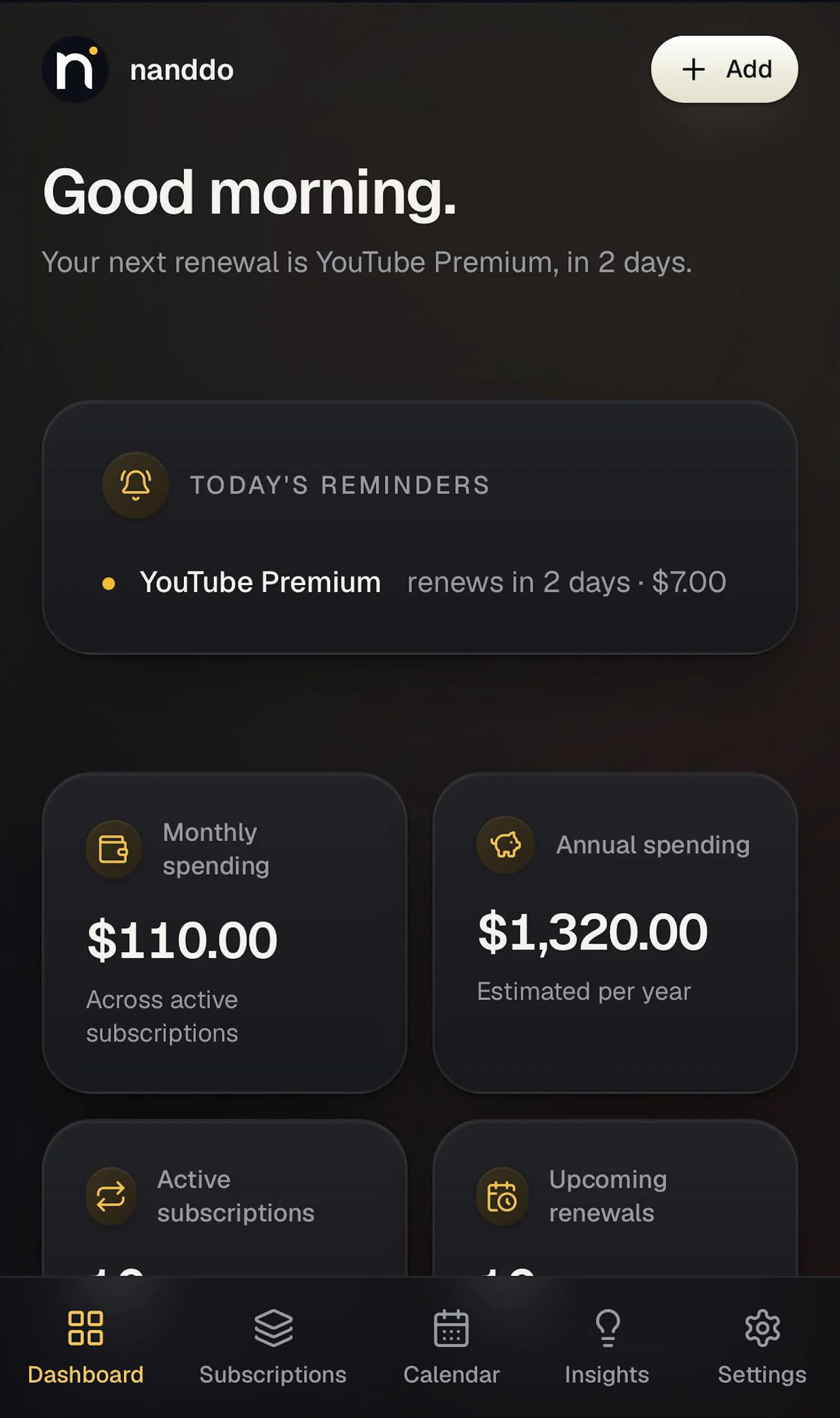 Nanddo Subscriptions screenshot 1