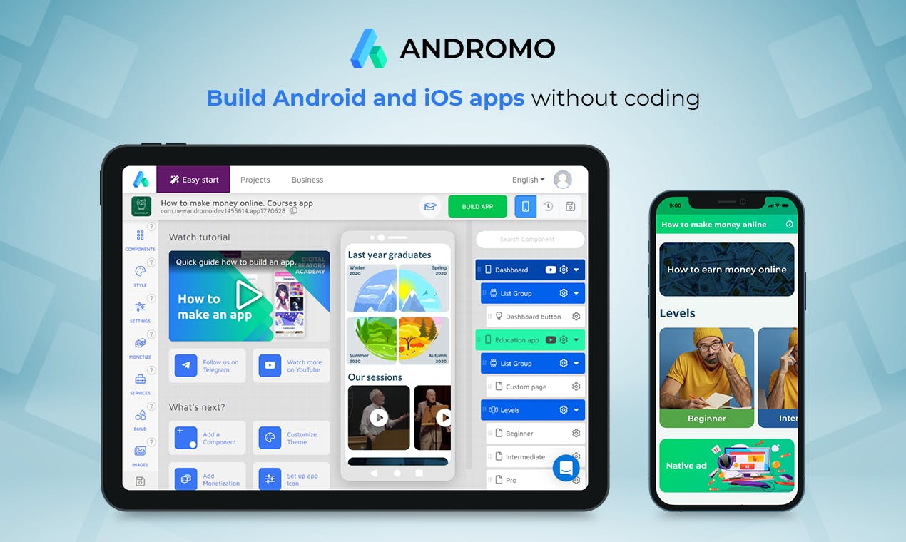 Andromo แพลตฟอร์มการสร้างแอป(เริ่มฟรี) iOS และ Android แบบไม่มีโค้ด2022