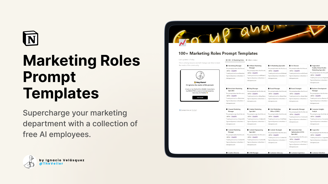 startuptile 100+ Marketing Roles Prompt Templates-Supercharge your marketing department with free AI employees