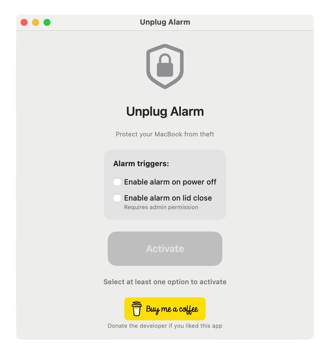 Unplug Alarm