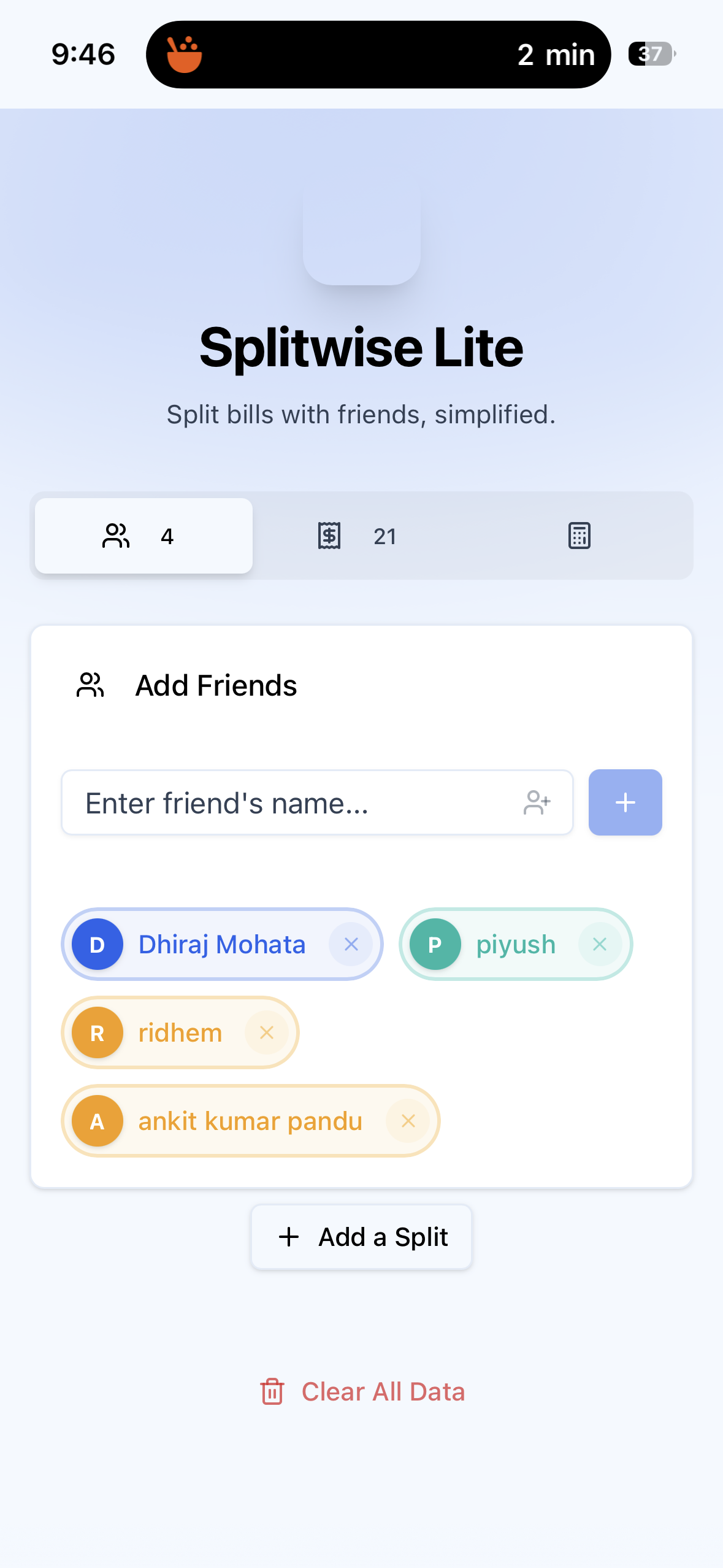 Easy Splitwise - Main product screenshot demonstrating key features and user interface