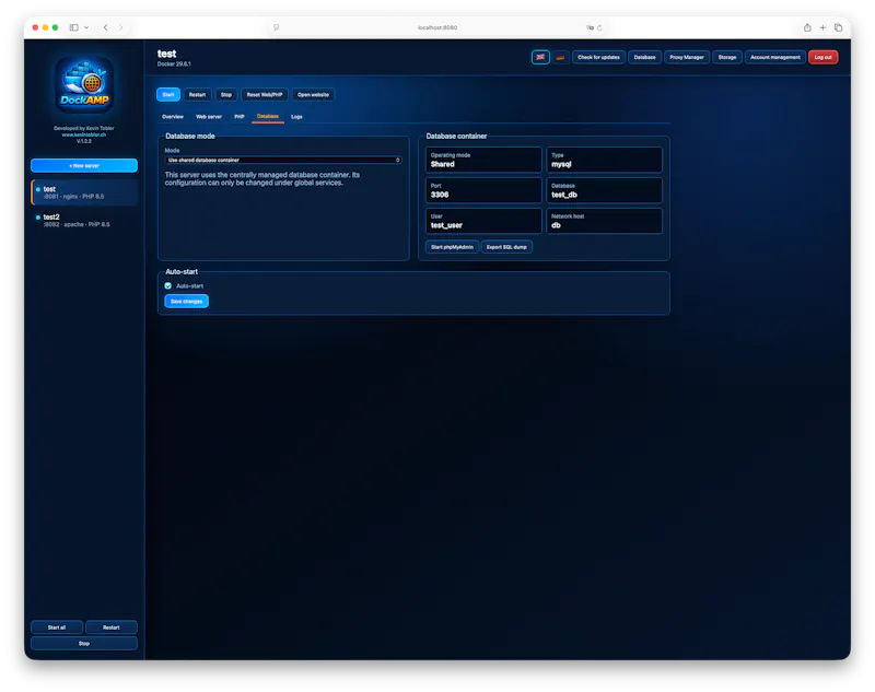 DockAMP Webstack Manager for Docker screenshot 7
