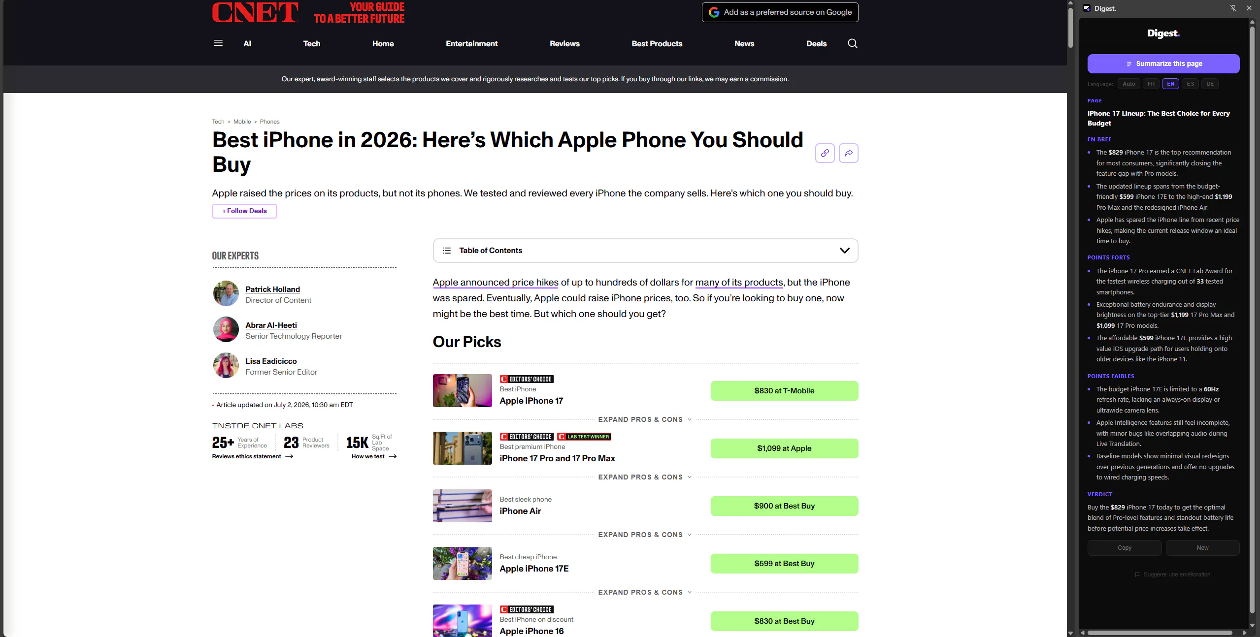 Digest. — Any page. Key points. Sidebar. gallery image