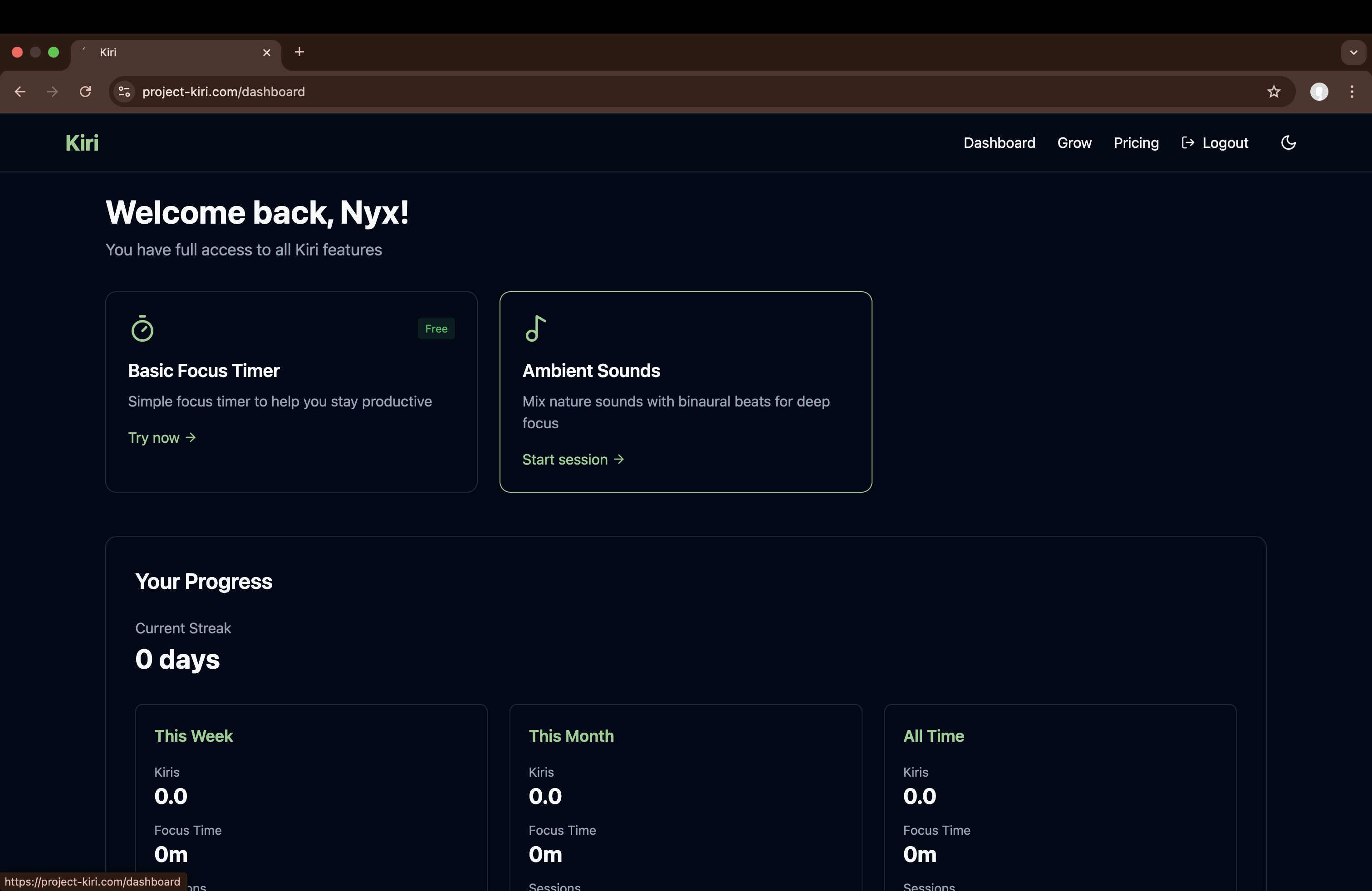 Kiri - Focus Timer - Screenshot 3 showing product features and functionality
