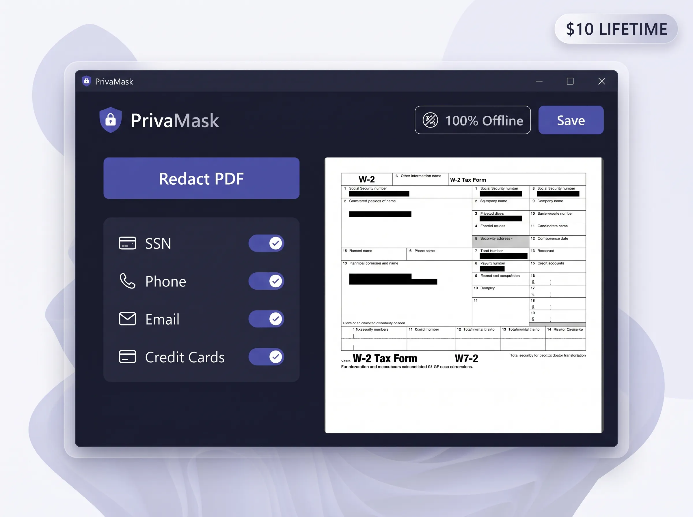 PrivaMask — 100% Offline PDF Redaction 