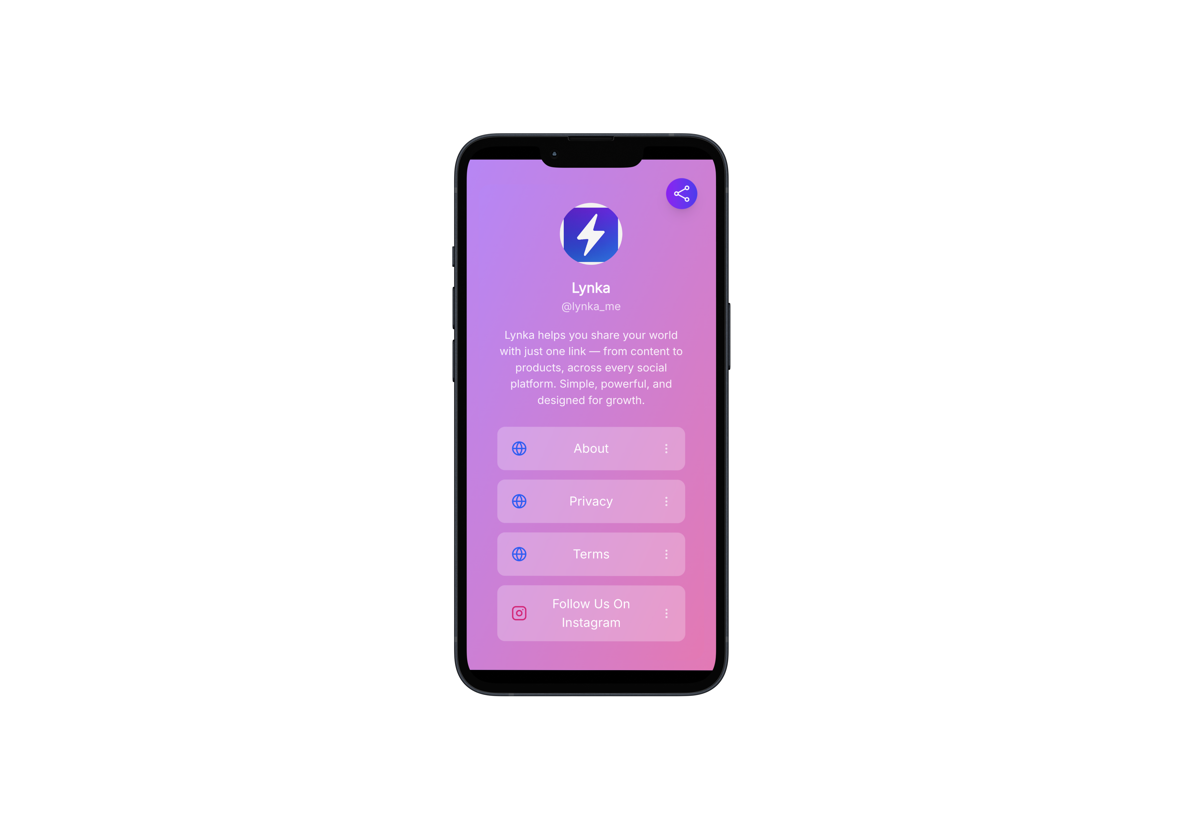 Lynka - Un'alternativa moderna di Linktree - Lynka ti aiuta a condividere il tuo mondo con un solo link media 2