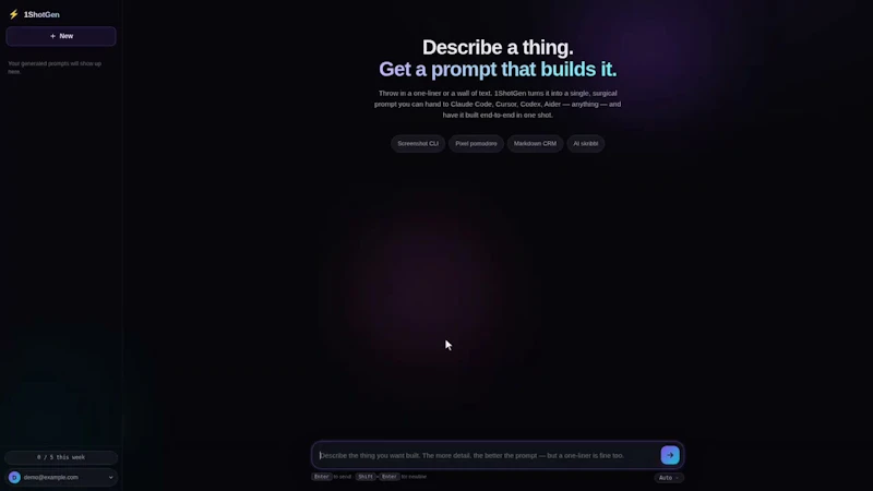1ShotGen screenshot 1 (video preview)