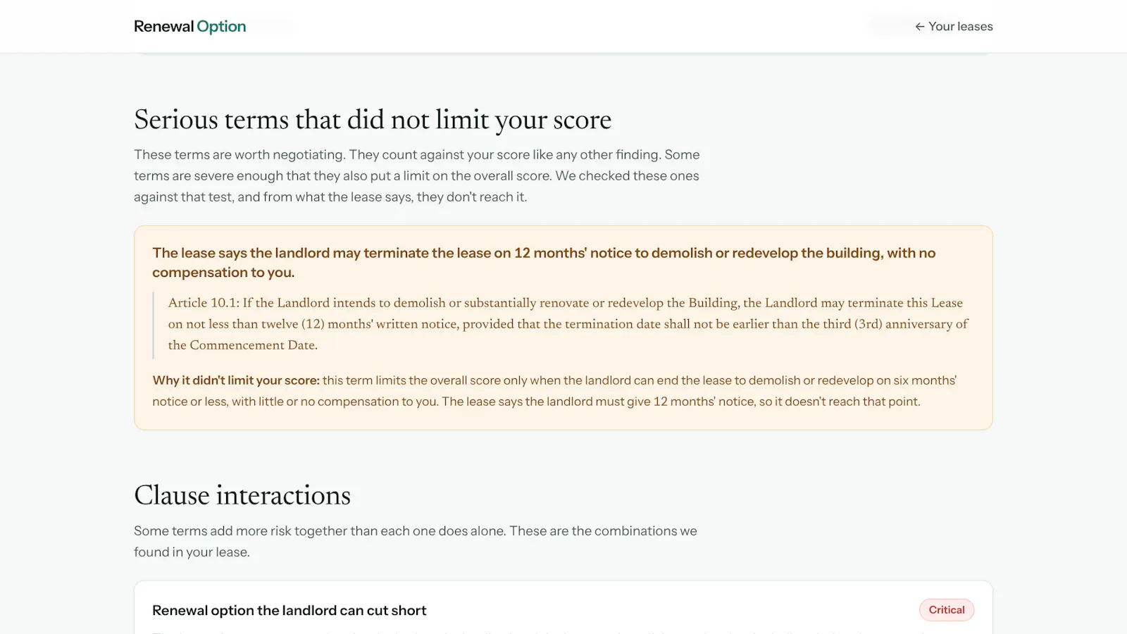 Renewal Option screenshot 3