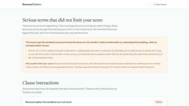 Renewal Option screenshot 3