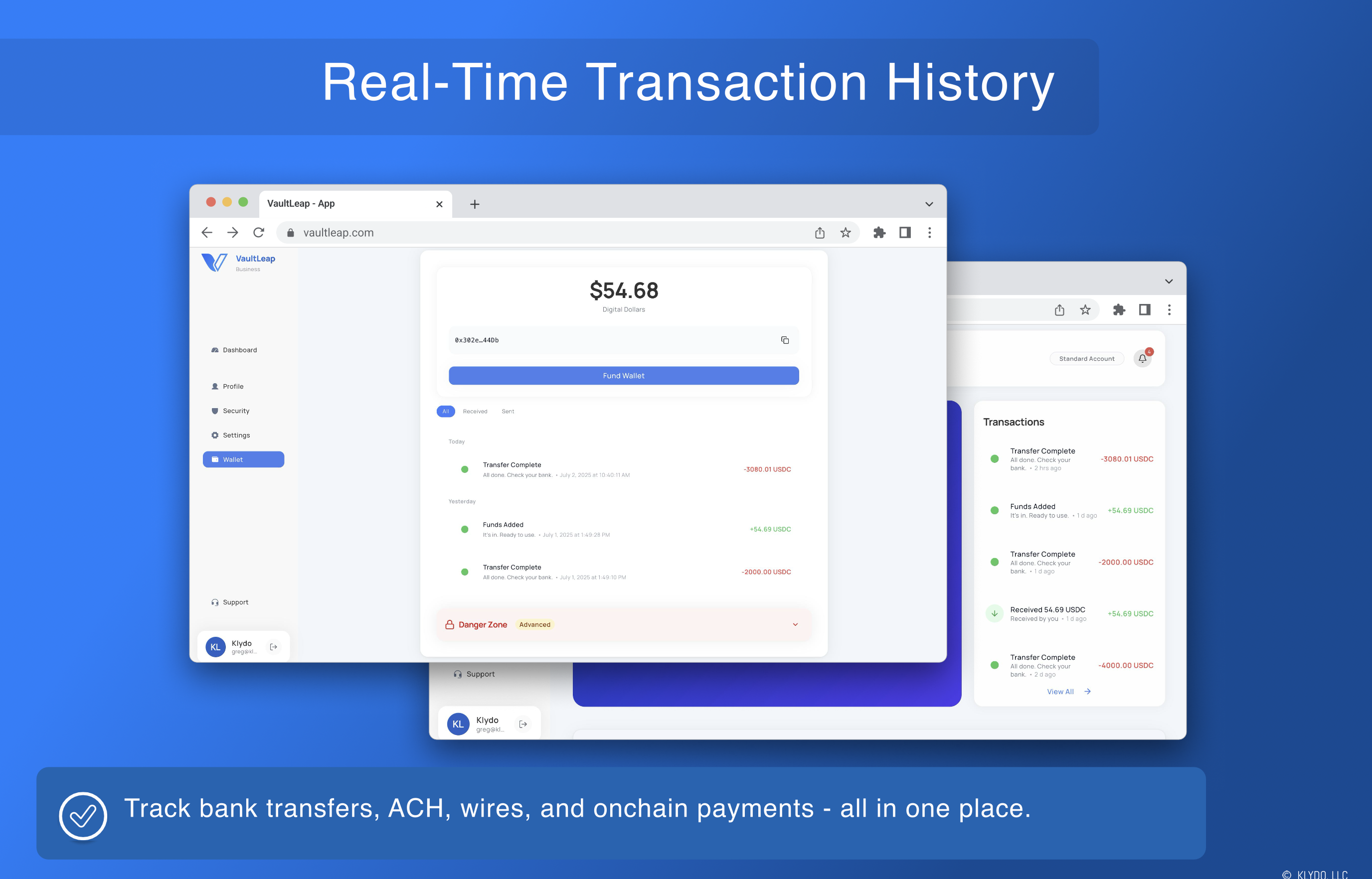 Mídia 8 de Vaultleap - Uma conta USD/EUR para qualquer um