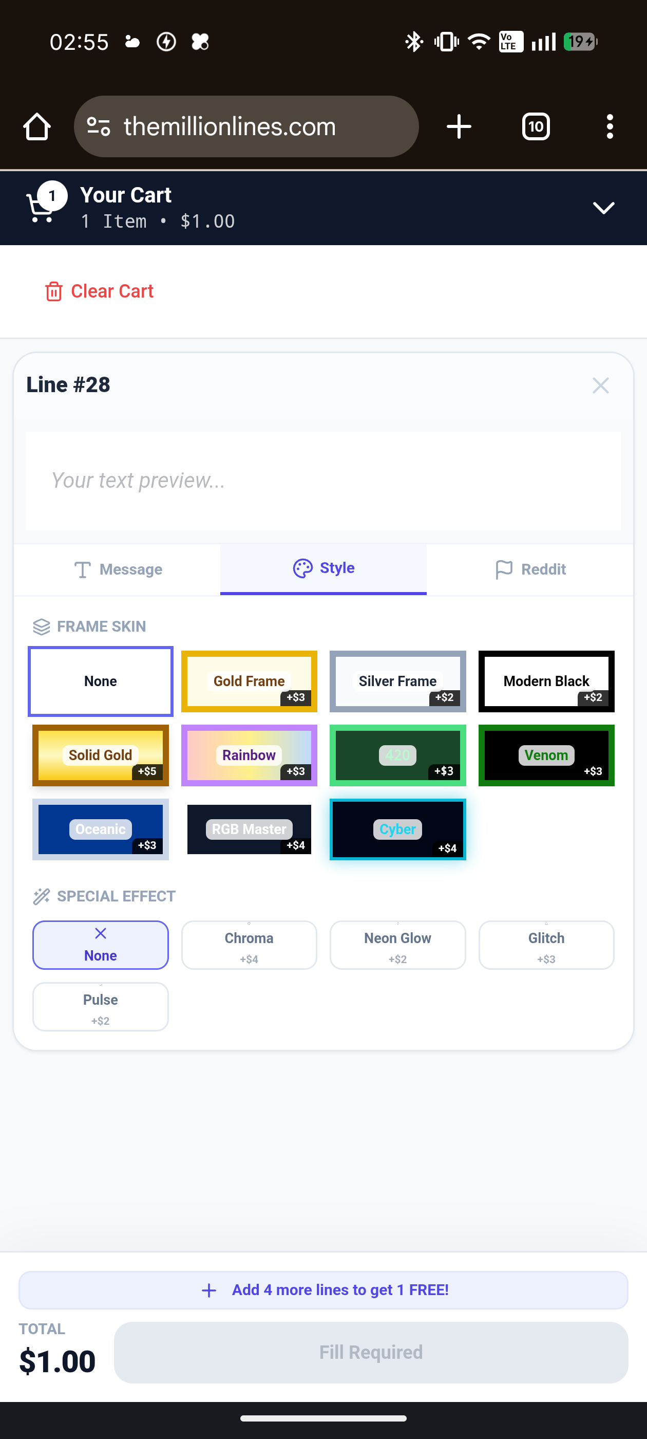 The One Million Lines - Screenshot 2 showing product features and functionality