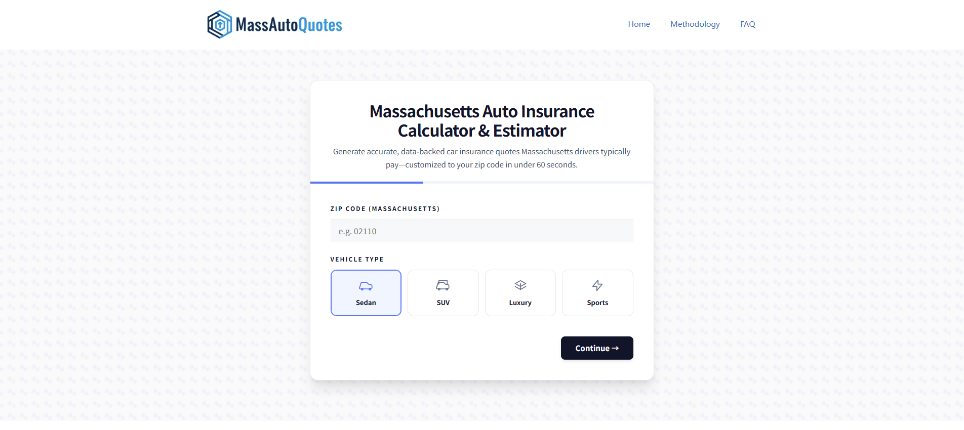 MA Auto Insurance Estimator - Main product screenshot demonstrating key features and user interface