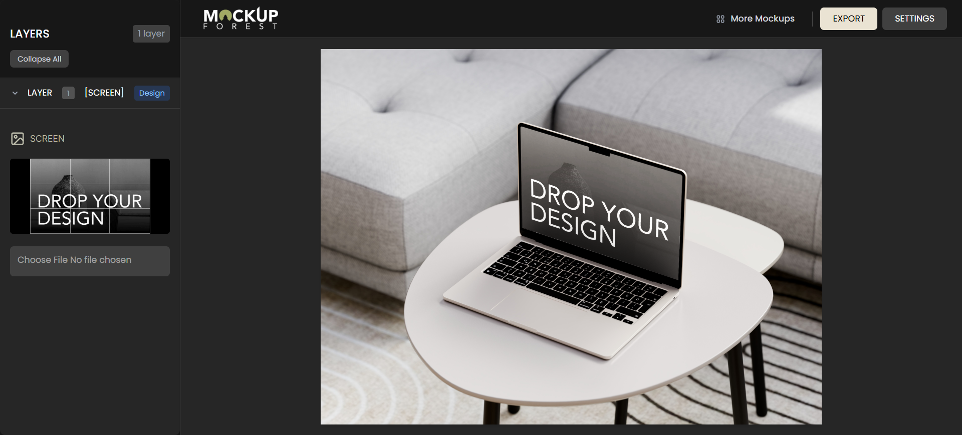 MockupForest - Main screenshot showing features and interface