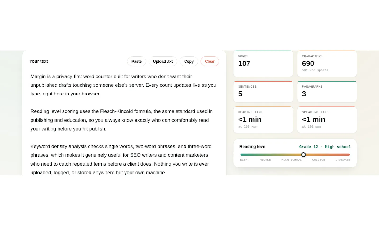 Word Counter, Reading Level  screenshot 5