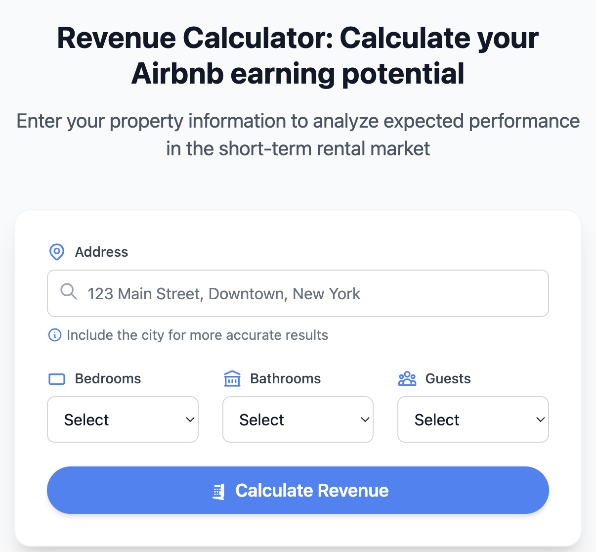 Widget calcolatore delle entrate Airbnb media 2