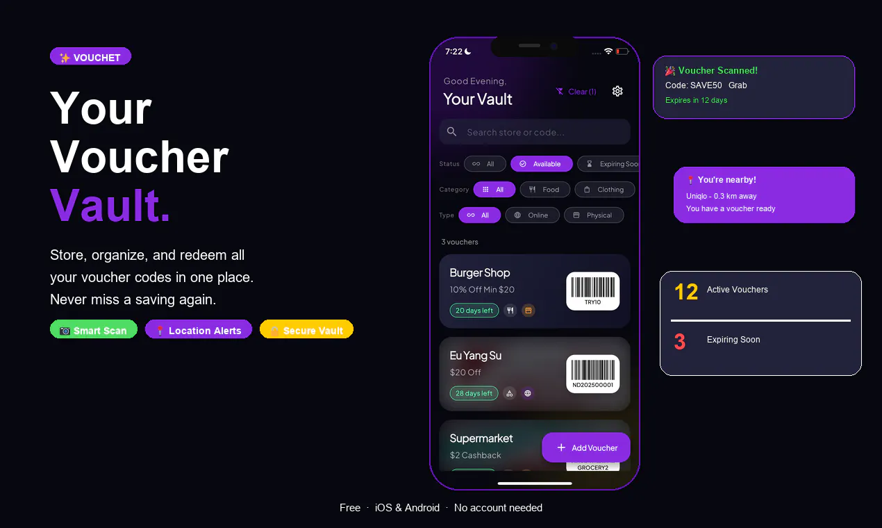 Vouchet: Your Vouchet Vault 제품 배너