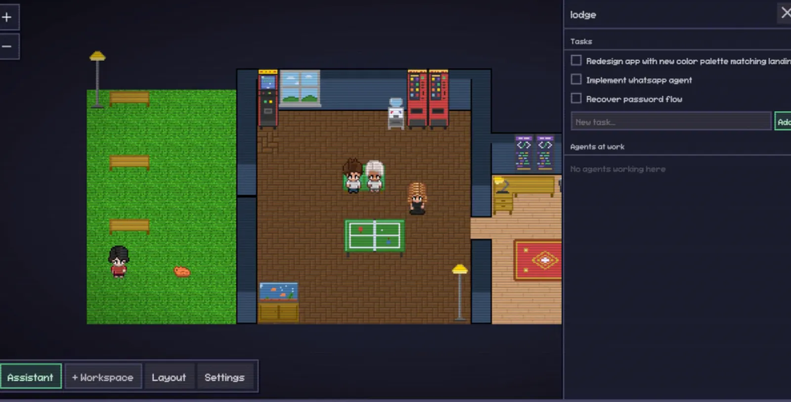 Pixel Agents working in a pixel office screenshot 1