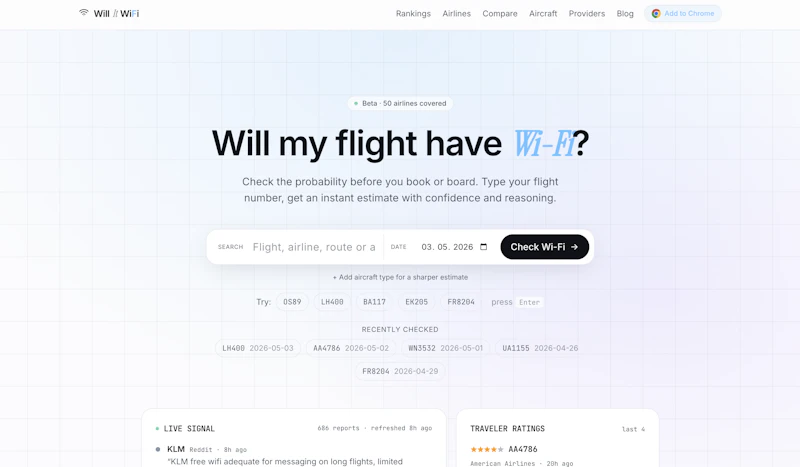 WillItWiFi —Will my flight WiFi?  screenshot 1