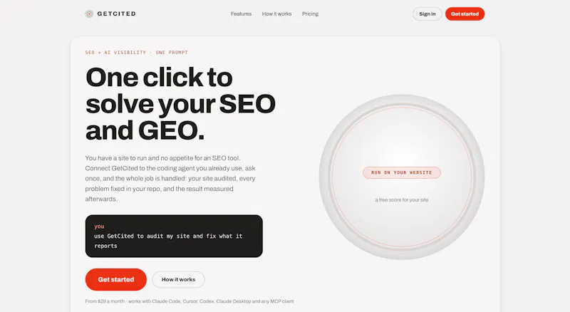 GetCited | MCP driven SEO  screenshot 1