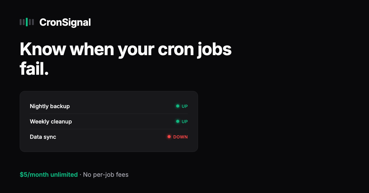 CronSignal - Main product screenshot demonstrating key features and user interface