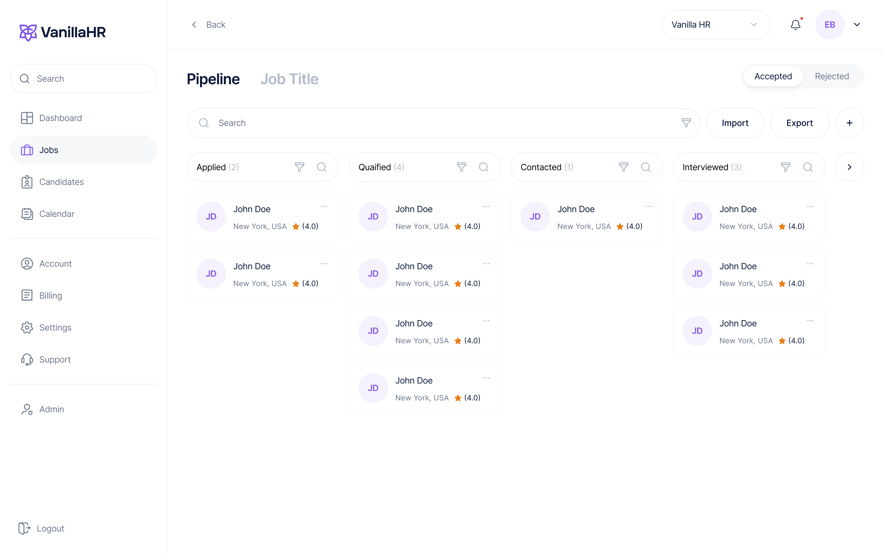Plataforma de contratación de Vanillahr media 2