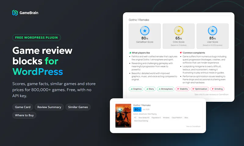 GameBrain for WordPress screenshot 1