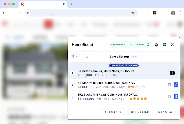 HomeScout - Main product screenshot demonstrating key features and user interface