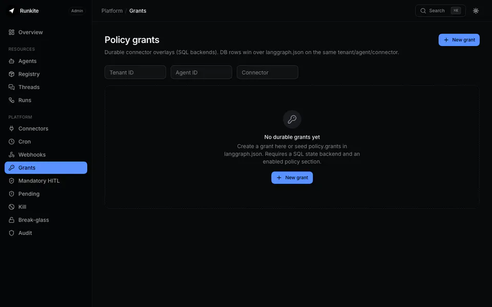 Runkite: Self-hosted Agent Control Plane gallery image