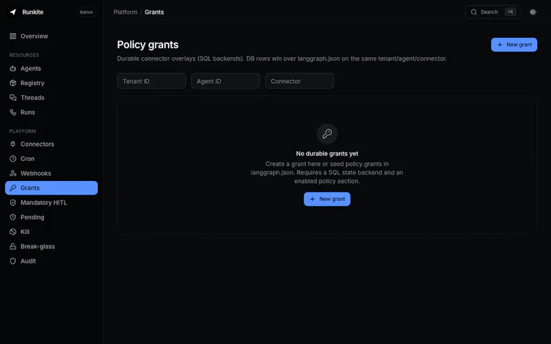 Runkite: Self-hosted Agent Control Plane screenshot 2