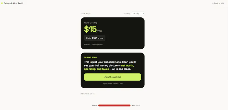 Subscription Audit screenshot 2
