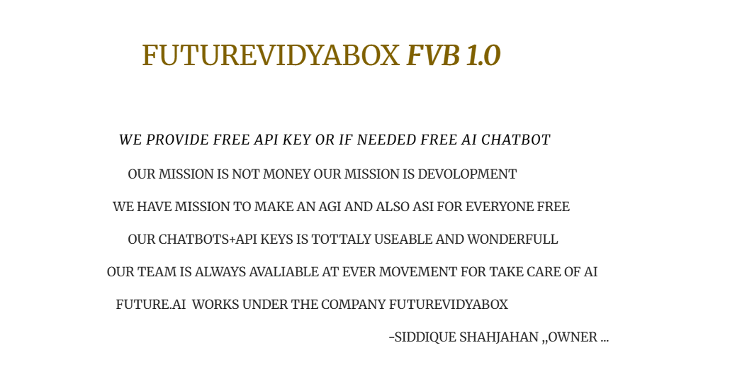 FutureVidyabox .ai - FVB1.0, sorunuzu cevaplayabilecek bir eğitim için bir AI. medya 2